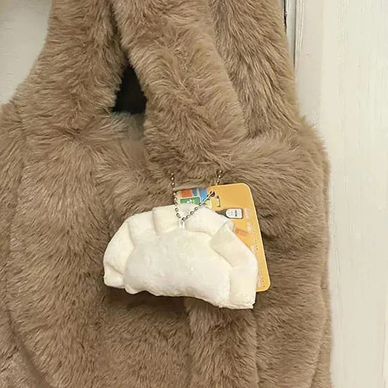🍥 Adorable Dumpling Plush Keychain 🌟 Soft & Cuddly Bag Buddy for Food Lovers! 🎒✨