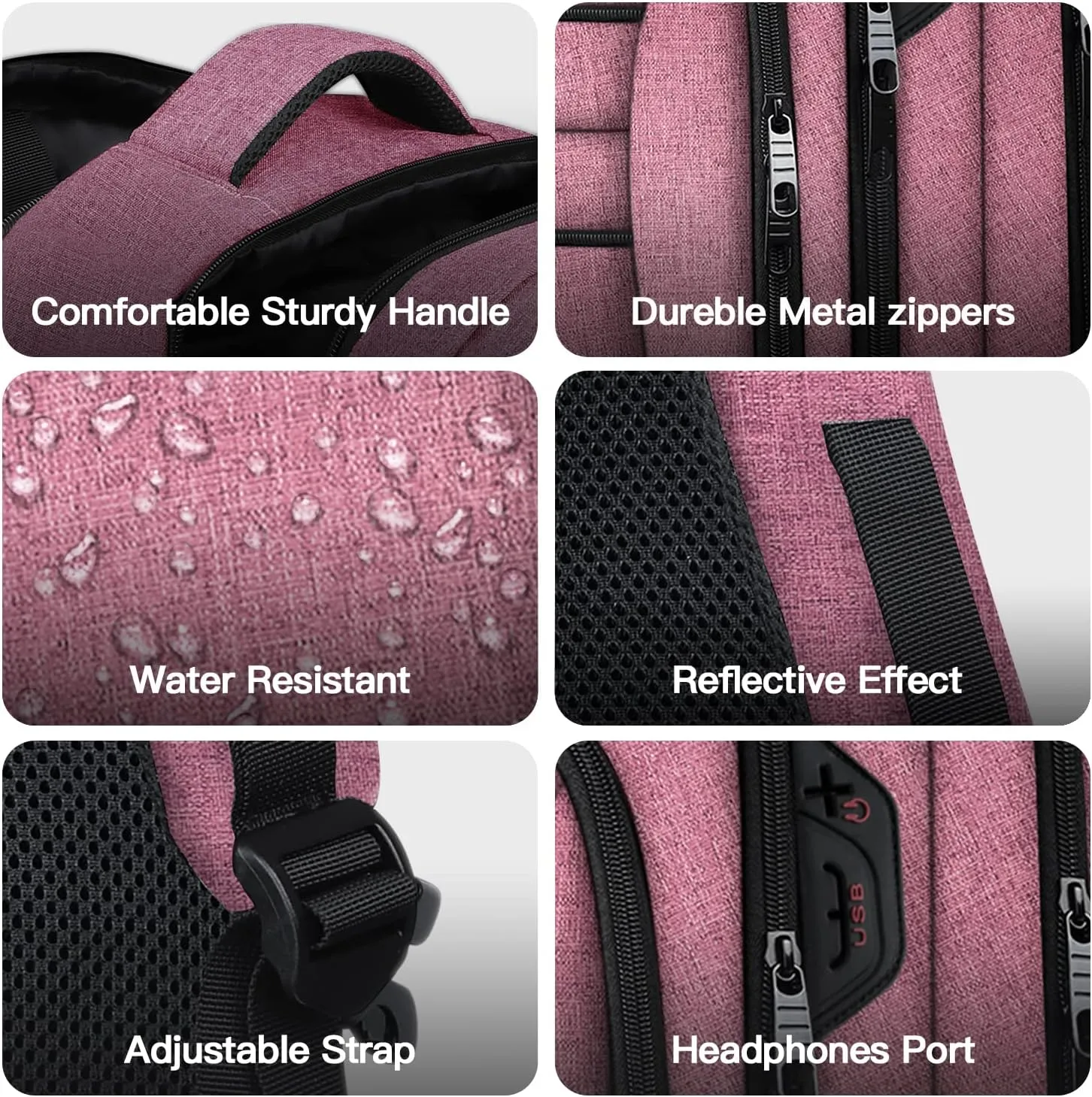 17.3 Inch Laptop Backpack, Pink, Unisex, Lots of Storage Space and Pockets