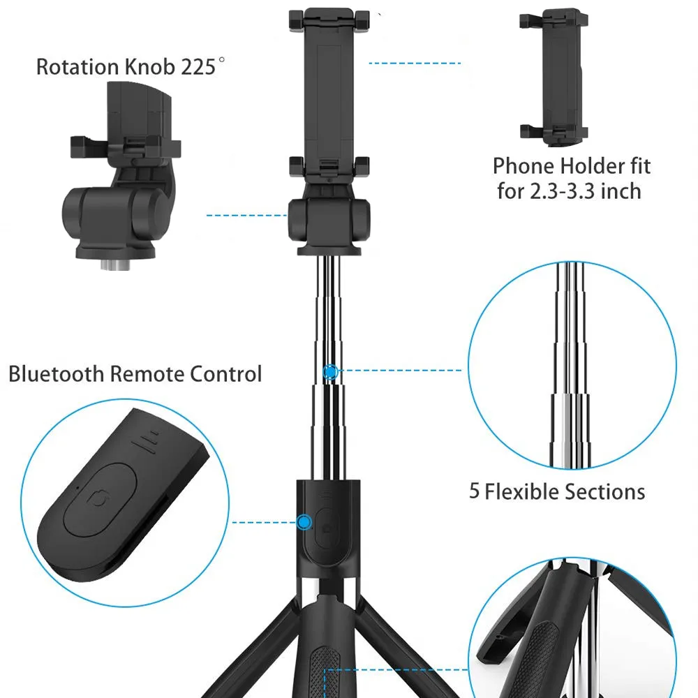 2-in-1 Foldable Monopod and Tripod with Remote Control Shutter Fill Light