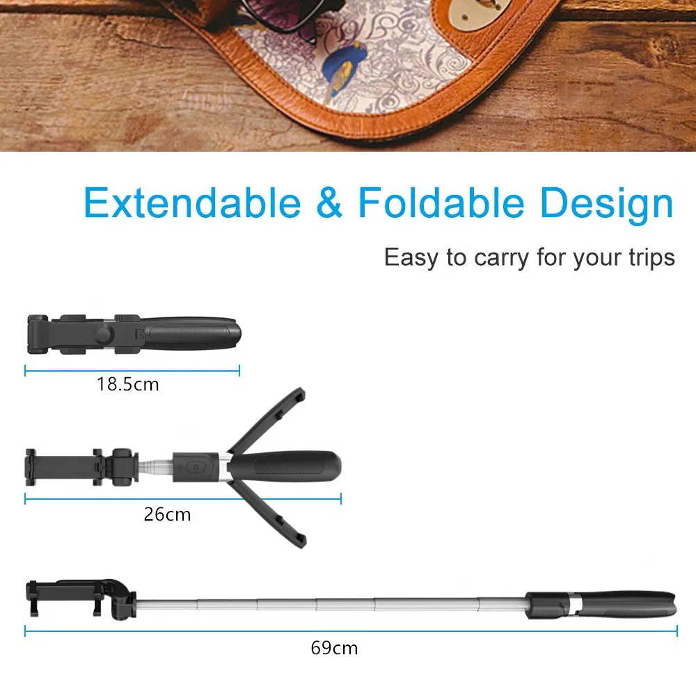 2-in-1 Foldable Monopod and Tripod with Remote Control Shutter Fill Light