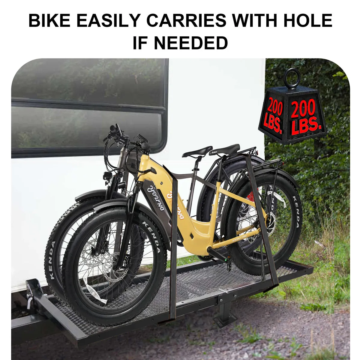 200 LB RV Bumper Rack, Cargo Carrier for Bikes and Luggage