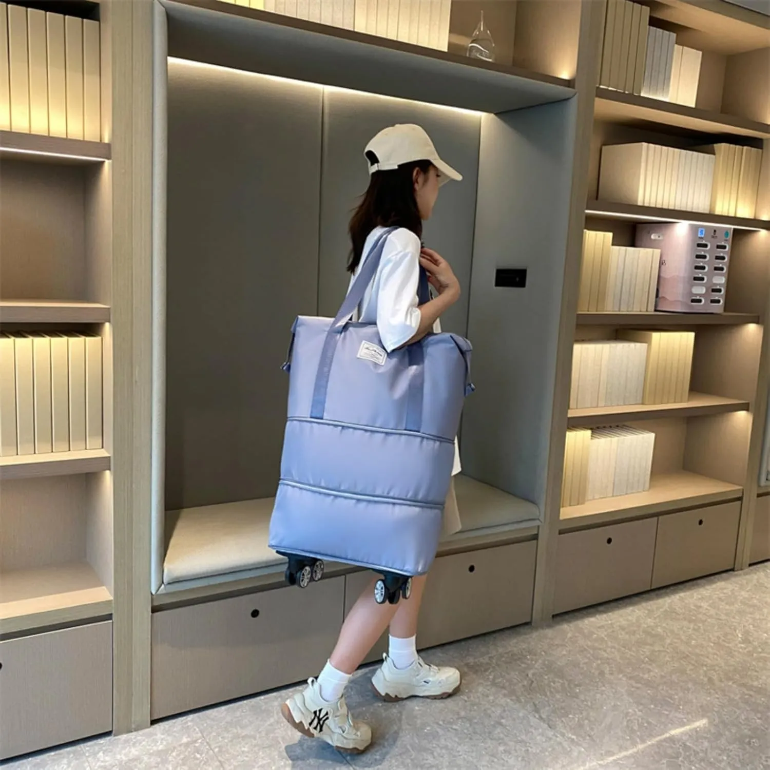 2025 New Large Capacity Travel Bag ，with Removable Wheels - Ultimate Lightweight Expandable Foldable Wheeled Carry-On Luggage for Travel Accessories (blue)
