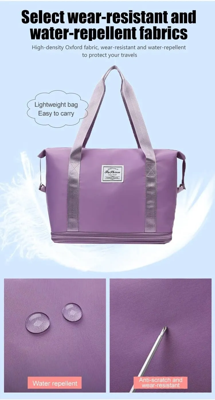 2025 New Travel Bag with Wheels, Expandable & Foldable Large Capacity Rolling Luggage, Adjustable Shoulder Strap & Detachable Wheels(Dark Purple)