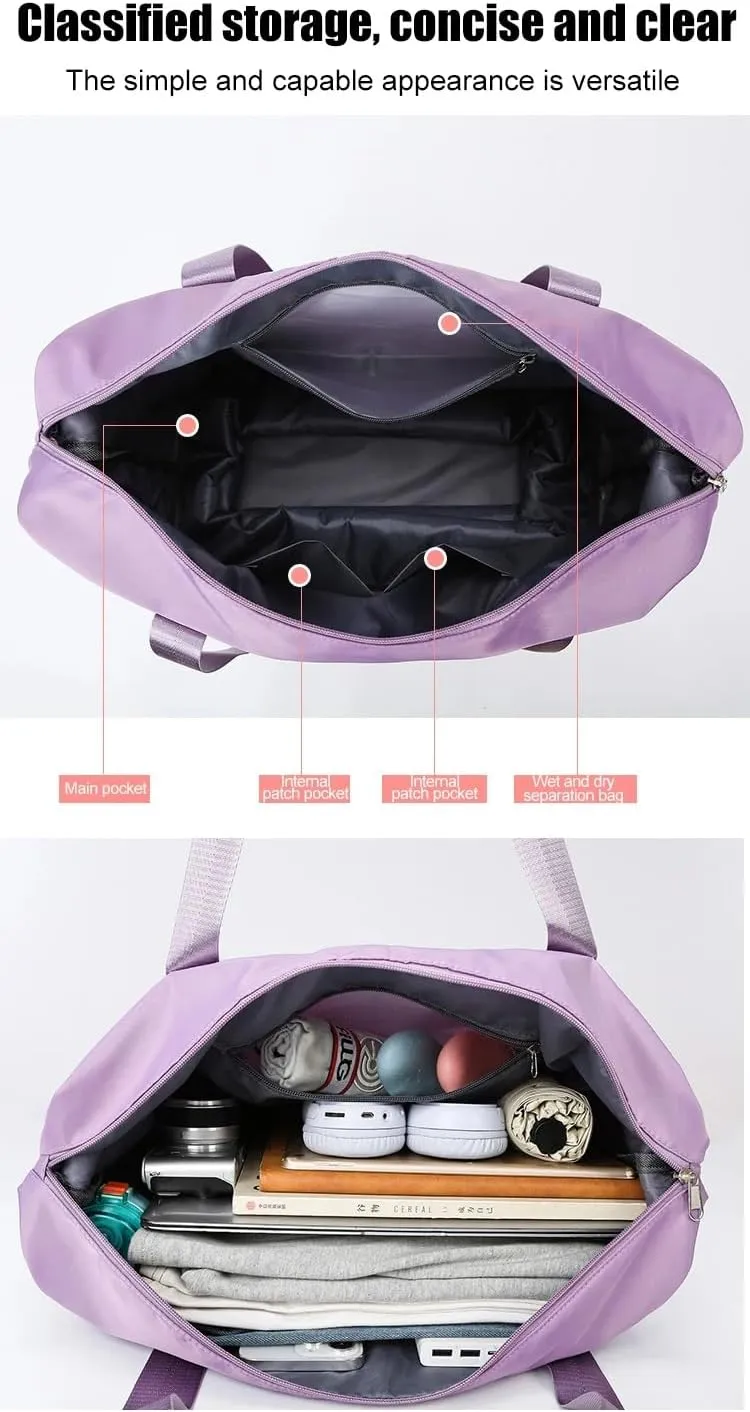 2025 New Travel Bag with Wheels, Expandable & Foldable Large Capacity Rolling Luggage, Adjustable Shoulder Strap & Detachable Wheels(Dark Purple)