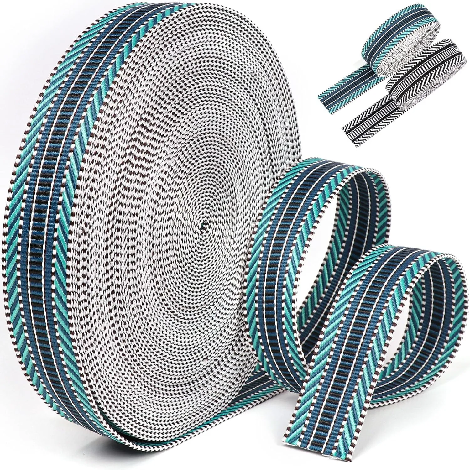 21 Yards 1.5 inch Jacquard Cotton Webbing-Nylon Webbing Polyester Webbing Heavy Duty Ribbon for Bag Purse Strap Backpack Belt DIY Pet Collars 38mm(Blue)