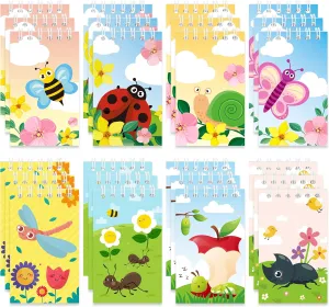 24 Pcs Insect Mini Notepads Cute Bug Spiral Pocket Notebooks Memo Pads for Kids Students Spring Summer Birthday Party Favors Goodie Bag Stuffers Classroom Rewards Office School Prize Gifts, 8 Designs