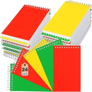 24 Pcs Small Pocket Spiral Notebook 3 x 5 Inch Mini Memo Note Pads Small College Ruled Paper Book for School Office Home Supplies, 75 Sheets/Pad, 5 Assorted Colors (3 Colors)