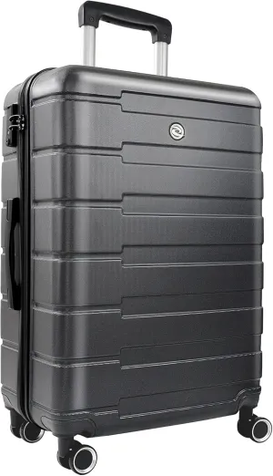 24" Hard Shell Luggage with Spinner Wheels,Lightweight Travel Suitcase for Women,Checked-Medium Luggage 24-Inch,Black