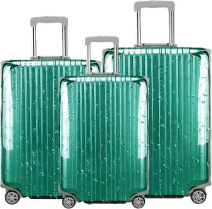 3 Piece Full Clear PVC Luggage Cover Set, 0.4mm Thick Heavy-Duty Waterproof, Dustproof, Anti-Scratch Suitcase Cover Set, Luggage Covers for Suitcase TSA Approved, Fits 19"-29" Wheeled Luggage