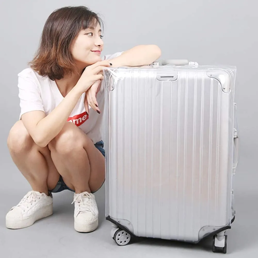 3 Piece Full Clear PVC Luggage Cover Set, 0.4mm Thick Heavy-Duty Waterproof, Dustproof, Anti-Scratch Suitcase Cover Set, Luggage Covers for Suitcase TSA Approved, Fits 19"-29" Wheeled Luggage