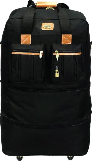 40" Black Large Rolling Wheeled Duffel Bag Spinner Suitcase Duffle Bag Luggage