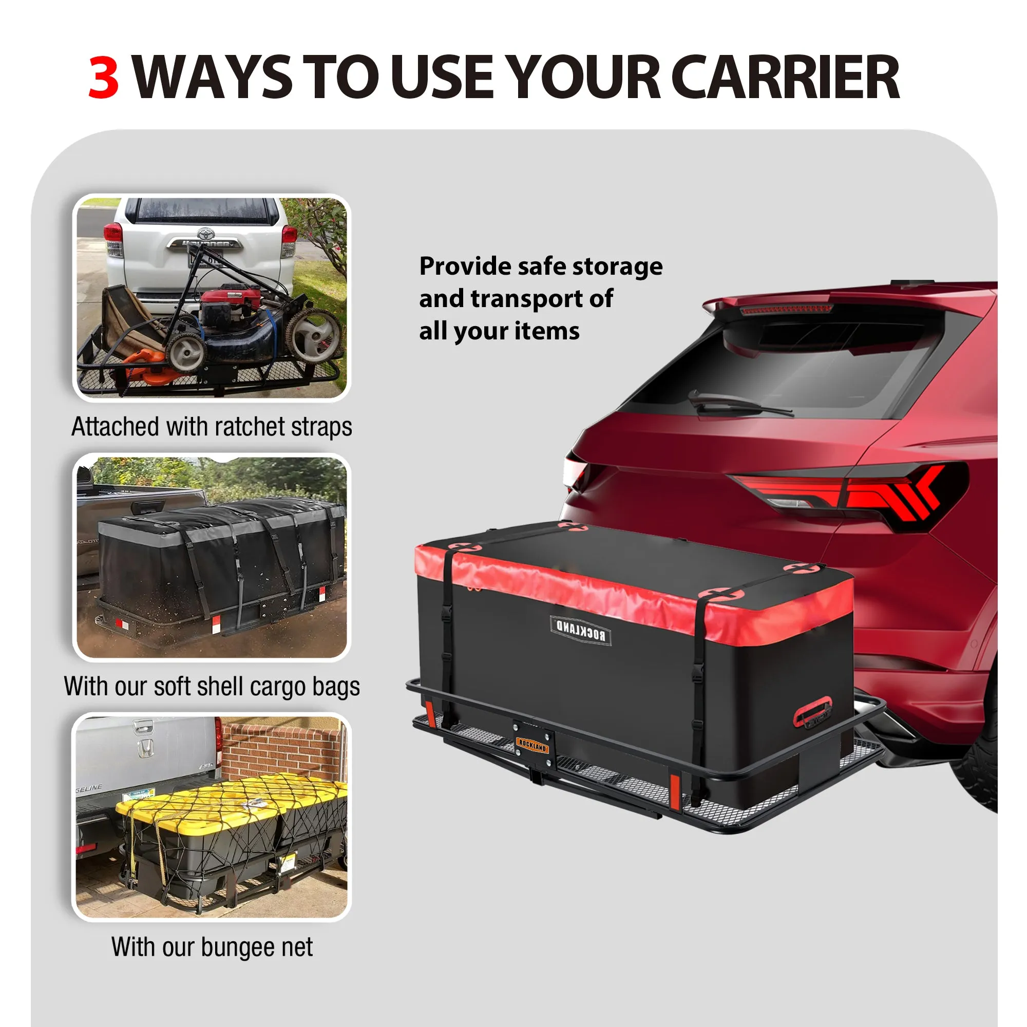500 LB Foldable Hitch Cargo Carrier, Heavy Duty Luggage Basket, 60'' x 20'', Fits 2'' Receiver