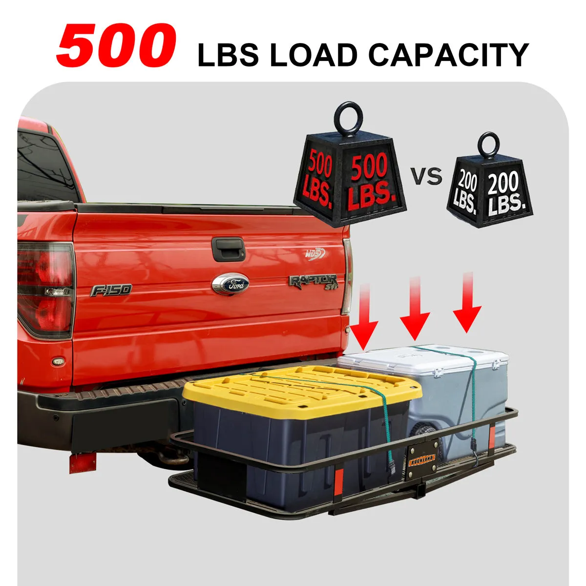 500 LB Foldable Hitch Cargo Carrier, Heavy-Duty Steel Luggage Basket, 60'' x 20'', Fits 2'' Recevier