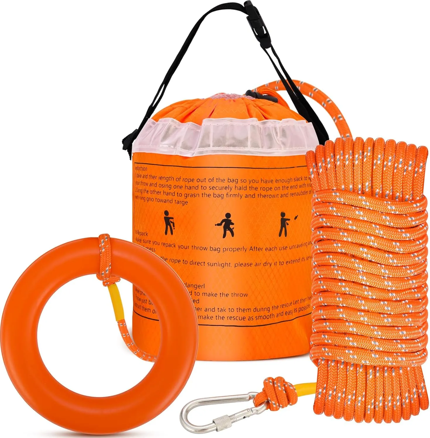 50ft Professional Floating Throw Bag for Water Rescue - Reflective Rescue Rope with Quick Dry Oxford Bag, 1/3 Inch Throw Rope for Kayak Canoe Boat Emergency Marine Safety Gear