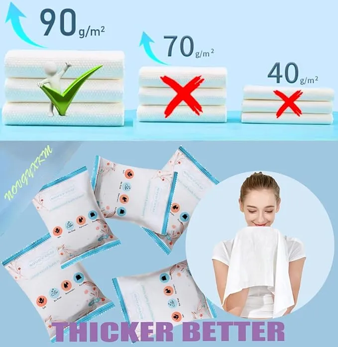6 Packs Large Compressed Towel 56'' x 28'' Disposable Cotton Bath Towels Portable Thick Paper Towel Reusable Suitable for Hiking Camping Beach Swimming and Traveling (6)