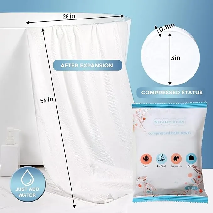 6 Packs Large Compressed Towel 56'' x 28'' Disposable Cotton Bath Towels Portable Thick Paper Towel Reusable Suitable for Hiking Camping Beach Swimming and Traveling (6)