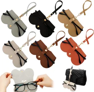 6 Pcs Soft Leather Sunglasses Bag, Portable Glasses Case for Women Men, Soft Felt Glasses Organizer Bag with Strap