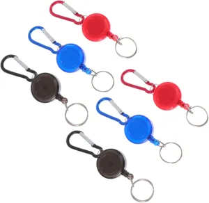 6Pcs Retractable Key Buckles Portable Backpack Hanging Clips Key Chain Reels Lost Accessories for Handbags and Backpacks
