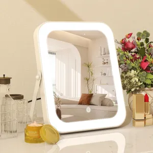 8"X10" Lighted Vanity Mirror, Makeup Mirror with Light, Dimmable Touch Screen, Portable Travel Mirror with U-Shaped Bracket, Cosmetic Mirror with Lights for Makeup Desk ＆ Dressing Room
