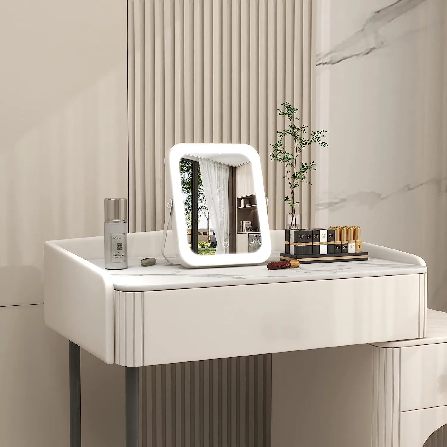8"X10" Lighted Vanity Mirror, Makeup Mirror with Light, Dimmable Touch Screen, Portable Travel Mirror with U-Shaped Bracket, Cosmetic Mirror with Lights for Makeup Desk ＆ Dressing Room