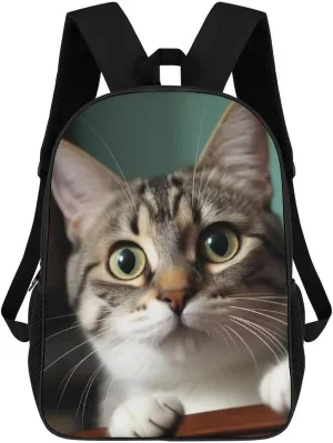 A Curious Cat Laptop Backpack 17 Inch for Women Men Travel Backpacks for Women Men Laptop Bag Fashion Casual Daypack