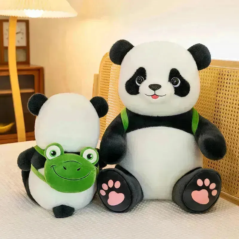 Adorable Panda Frog Backpack Plush Toy