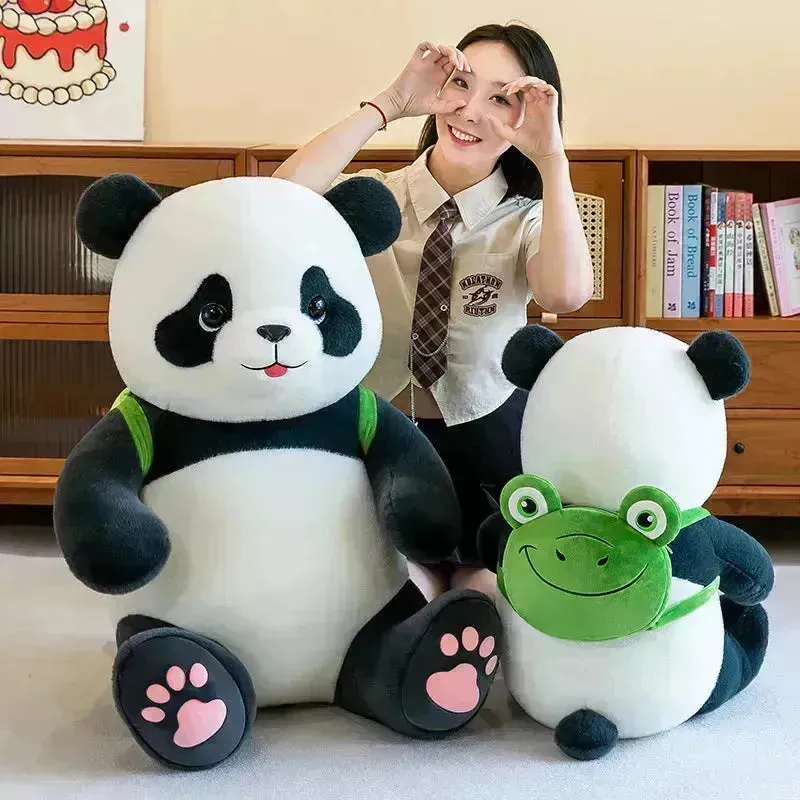 Adorable Panda Frog Backpack Plush Toy