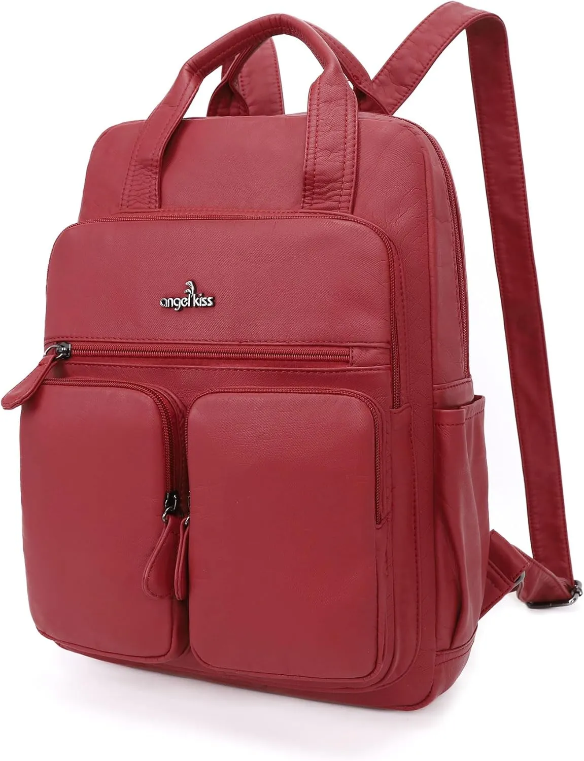 Angel Kiss Backpack Purse for Women Soft Washed Leather Multi Pocket Casual Travel Backpacks…