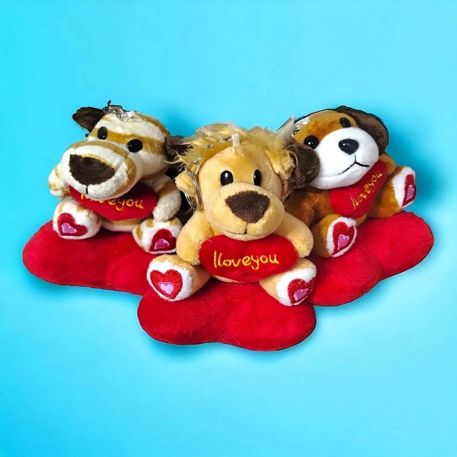 Animal Love Heart Plush Keychain