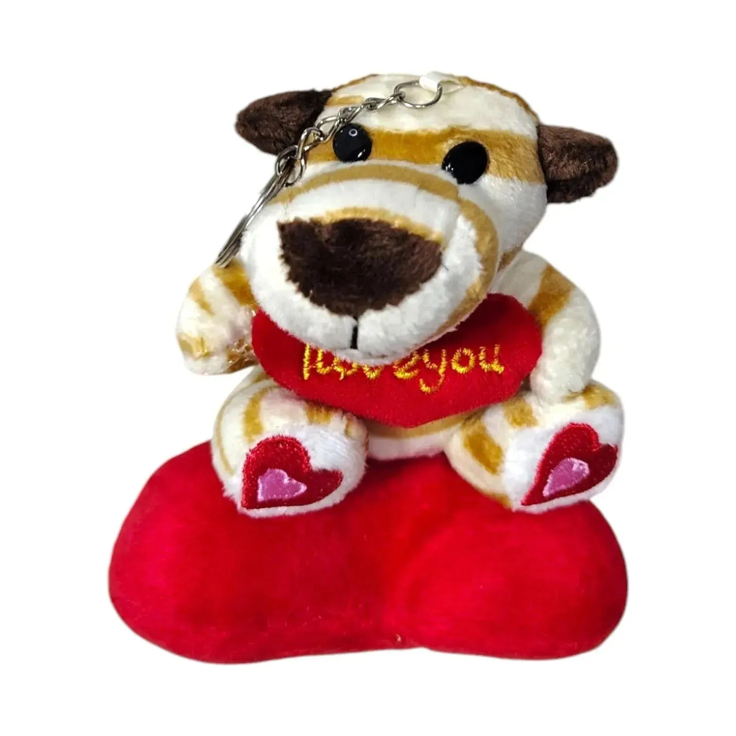 Animal Love Heart Plush Keychain