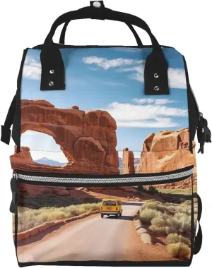 arches national park entrance Diaper Bag Essentials Travel Tote Nappy Backpack Large Capacity Mummy Backpack Multifunction Waterproof Teacher Nurse Bag 15.7 inch Work laptop Bags