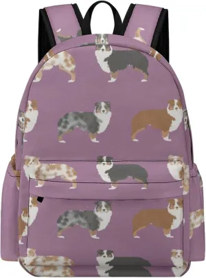 Australian Shepherd Dogs Mini Backpack Cute Shoulder Bag Small Laptop Bag Travel Daypack for Men Women