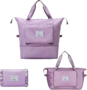 AYWVRBST Large Capacity Double-deck Travel Bag, Dry and Wet Separation Multifunctional Sports Shoulder Bag (Lavender)