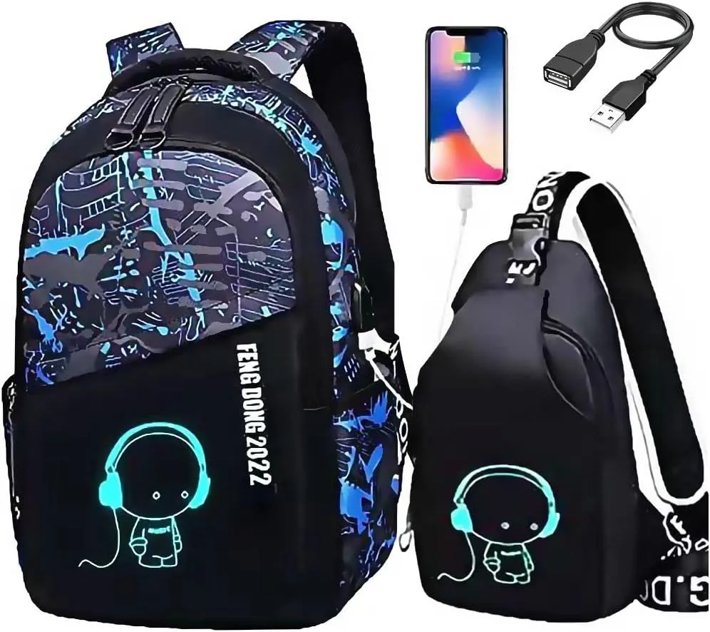 Backpack for Boys, 15.6 Laptop Backpack with USB Charging Port, Bookbag for School