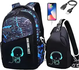 Backpack for Boys, 15.6 Laptop Backpack with USB Charging Port, Bookbag for School
