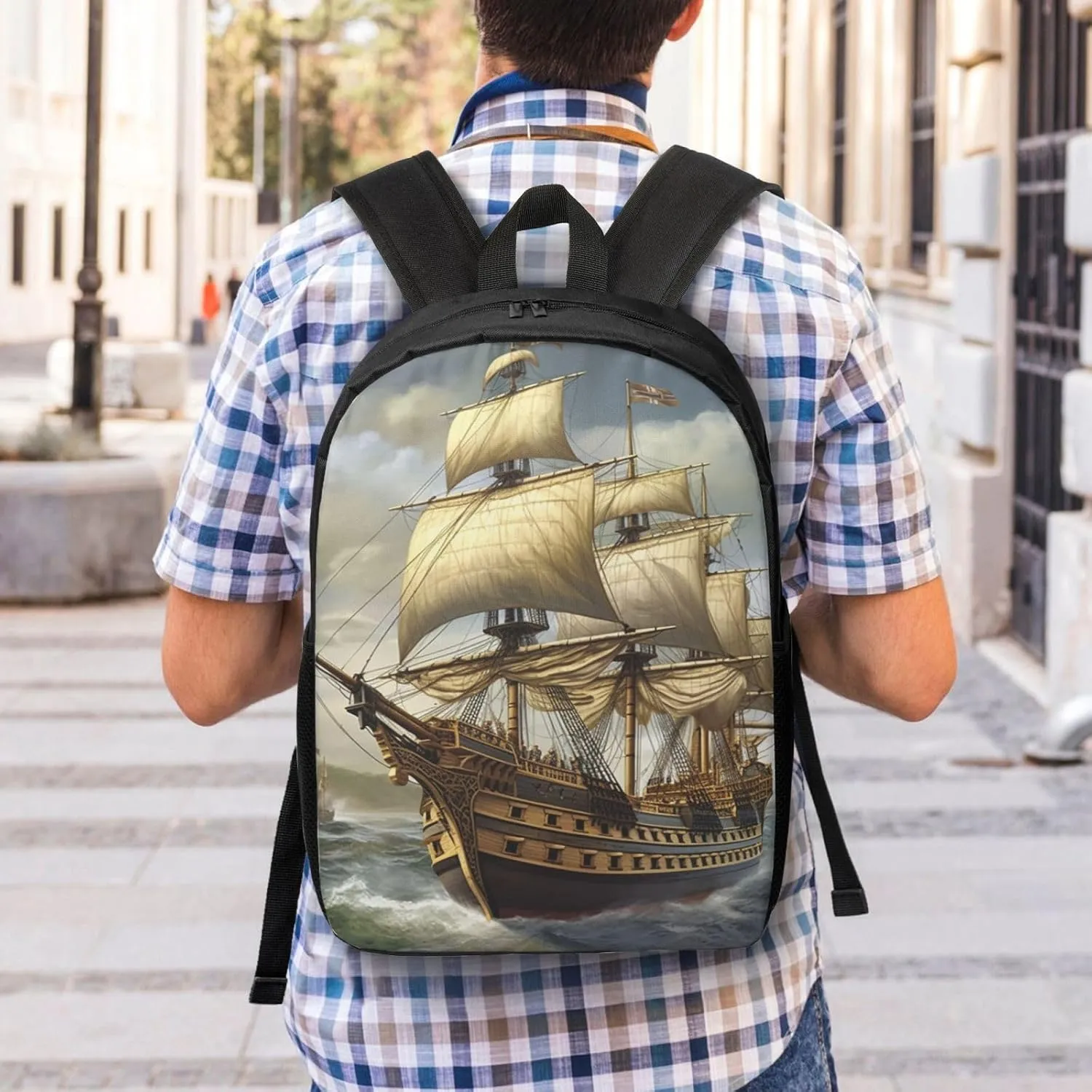 Backpack Travel Laptop Backpack for Men Women Age of Discovery Ship Computer Backpacks 17 inch Casual Daypack