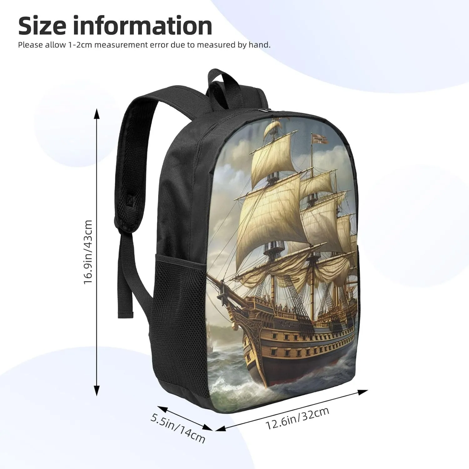 Backpack Travel Laptop Backpack for Men Women Age of Discovery Ship Computer Backpacks 17 inch Casual Daypack