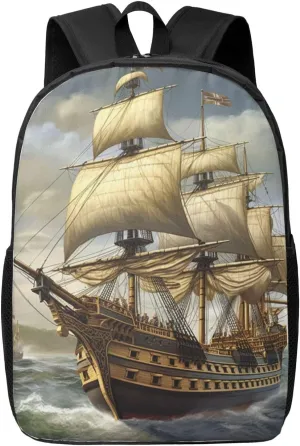 Backpack Travel Laptop Backpack for Men Women Age of Discovery Ship Computer Backpacks 17 inch Casual Daypack