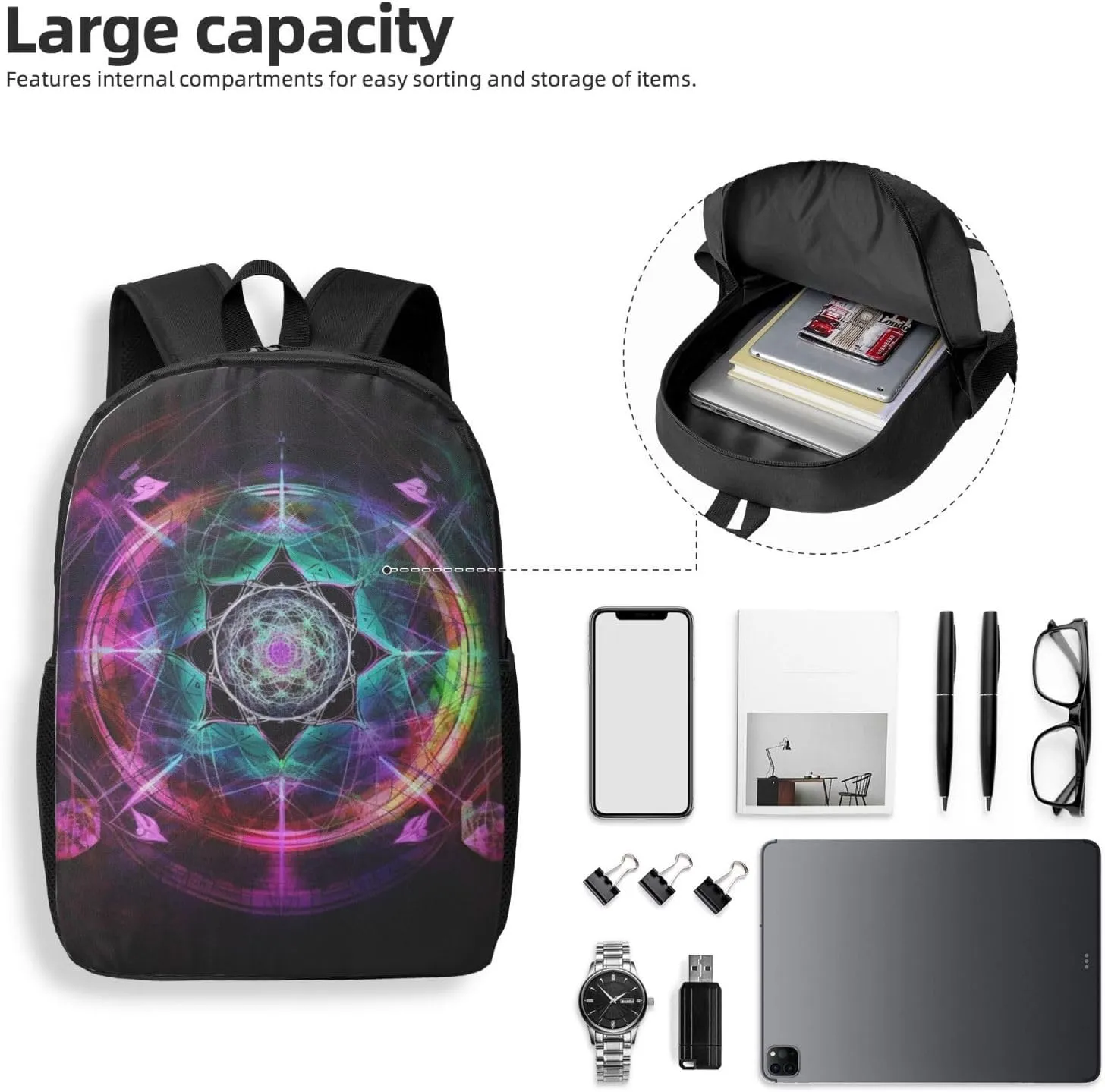 Backpack Travel Laptop Backpack for Men Women Art Colorful Computer Backpacks 17 inch Casual Daypack