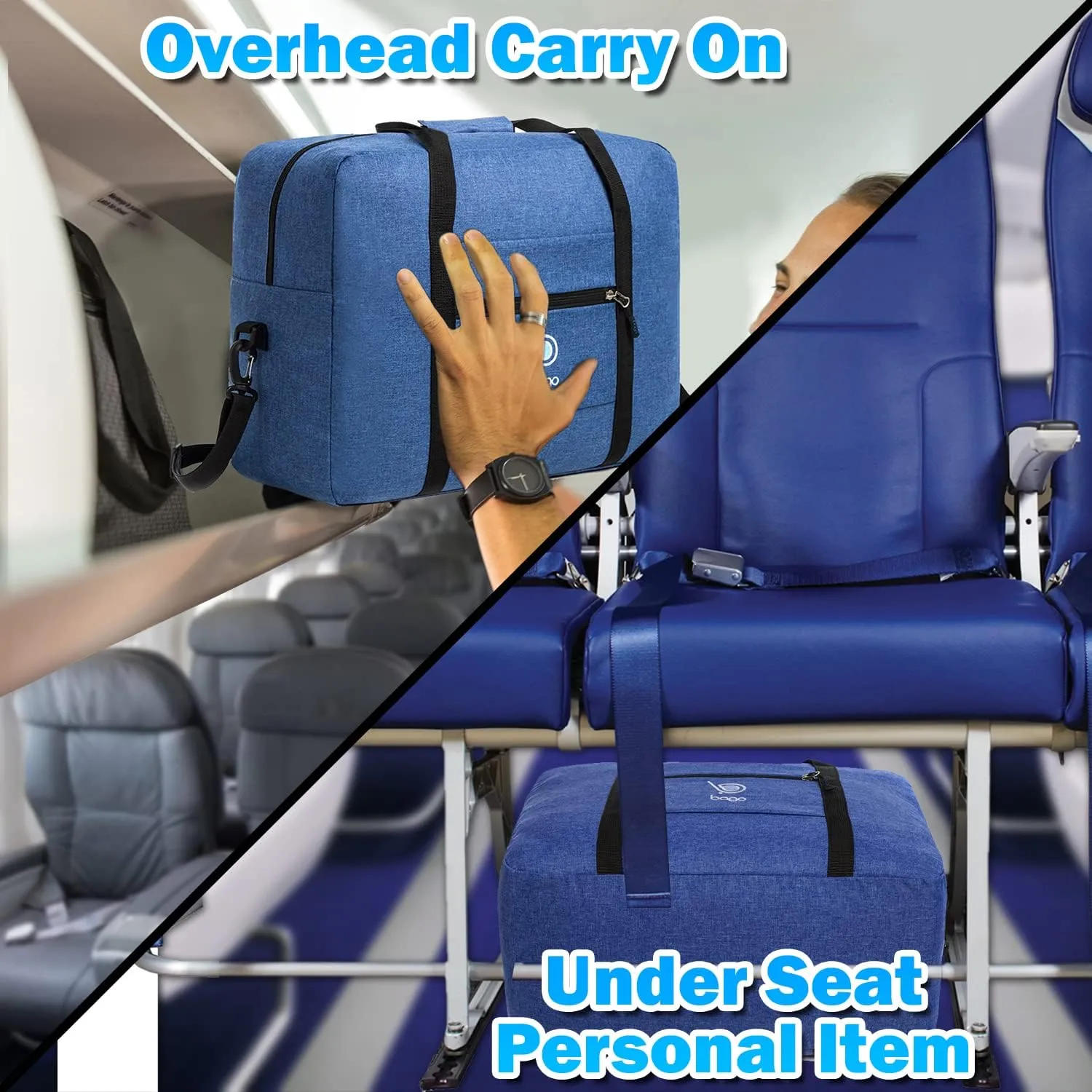 Bago Personal Item Travel Bag For Airlines - Fits As 18x14x8 inches Travel Bag Spirit & Frontier Airlines - Foldable Duffle Bag For Travel - Personal Item Bag Small Carry On Bag For Air Travel