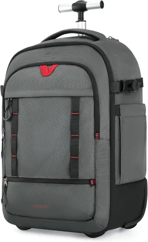 BAGSMART Rolling Camera Bag for DSLRs, Professional Large Camera Backpacks for Travelling Photographers, Photographic Rolling Case & Travel Suitcase, Grey