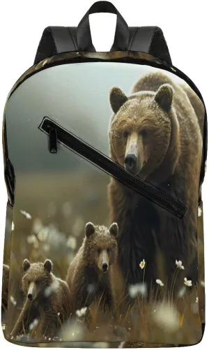 Bear Sow Near Moraine Creek Katmais National Park Backpack Laptop Backpack Carry-on Travel Backpack Business Bag for Men/Women
