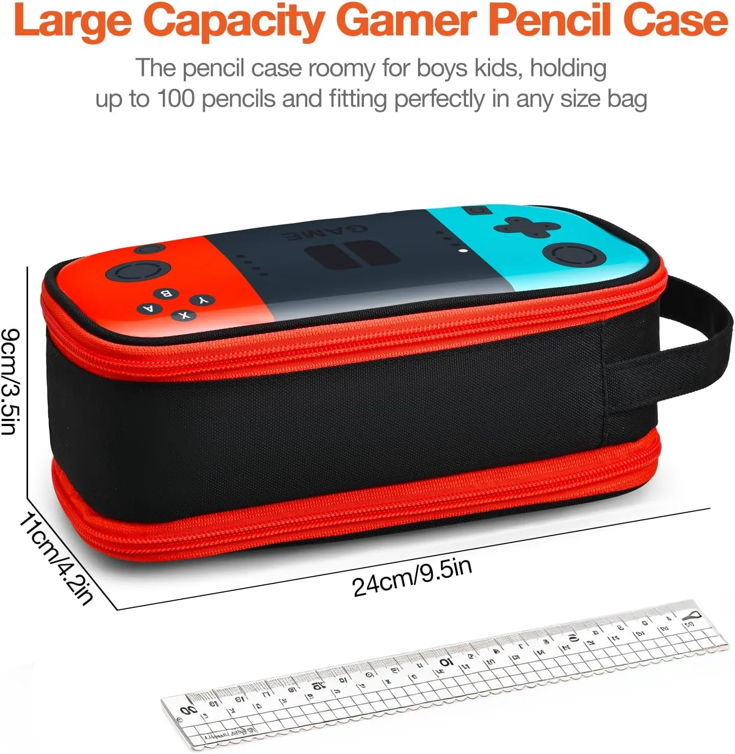 Beaulyn Gamer Pencil Case for Boys Kids - Large Capacity Sturdy Pen Pouch with Zipper, Portable Organizer for School & Travel