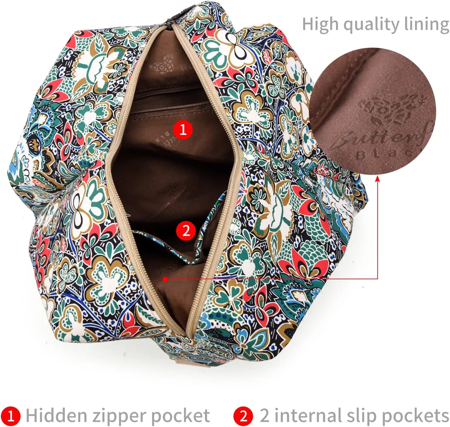Black Butterfly Premium Backpack for Women, Bohemia Style Fashion Casual Daypack Backpack, Small Backpack Purse (02-blue)