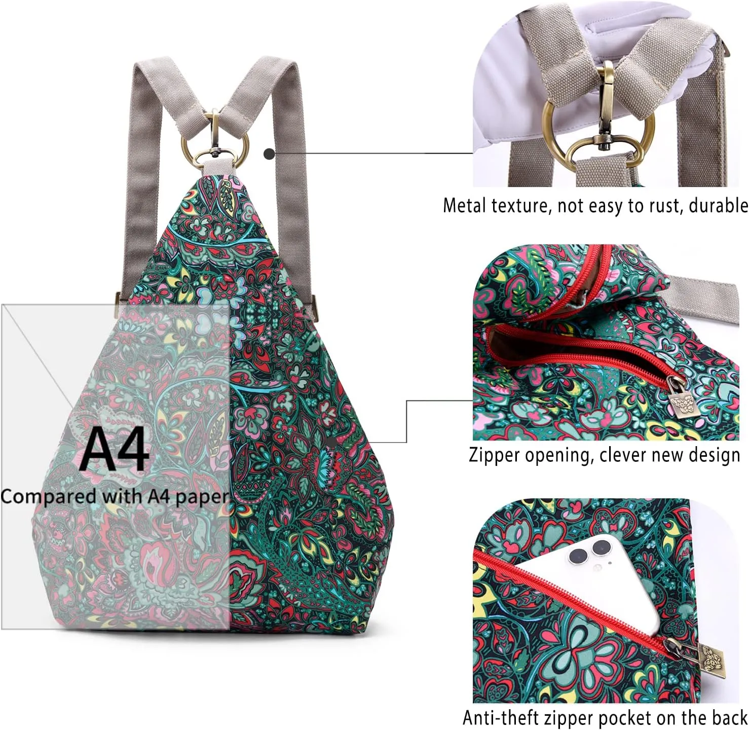 Black Butterfly Premium Backpack for Women, Bohemia Style Fashion Casual Daypack Backpack, Small Backpack Purse (03-green)