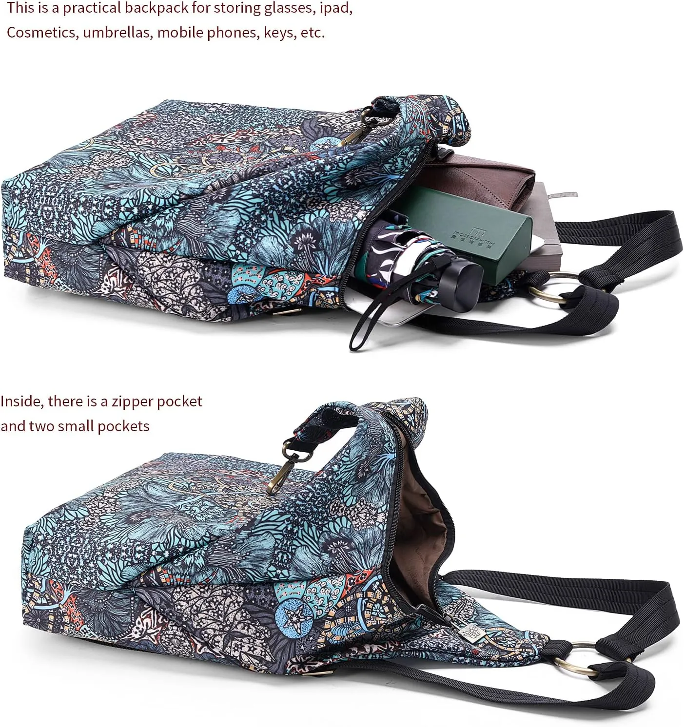 Black Butterfly Premium Backpack for Women, Bohemia Style Fashion Casual Daypack Backpack, Small Backpack Purse (69-grey)