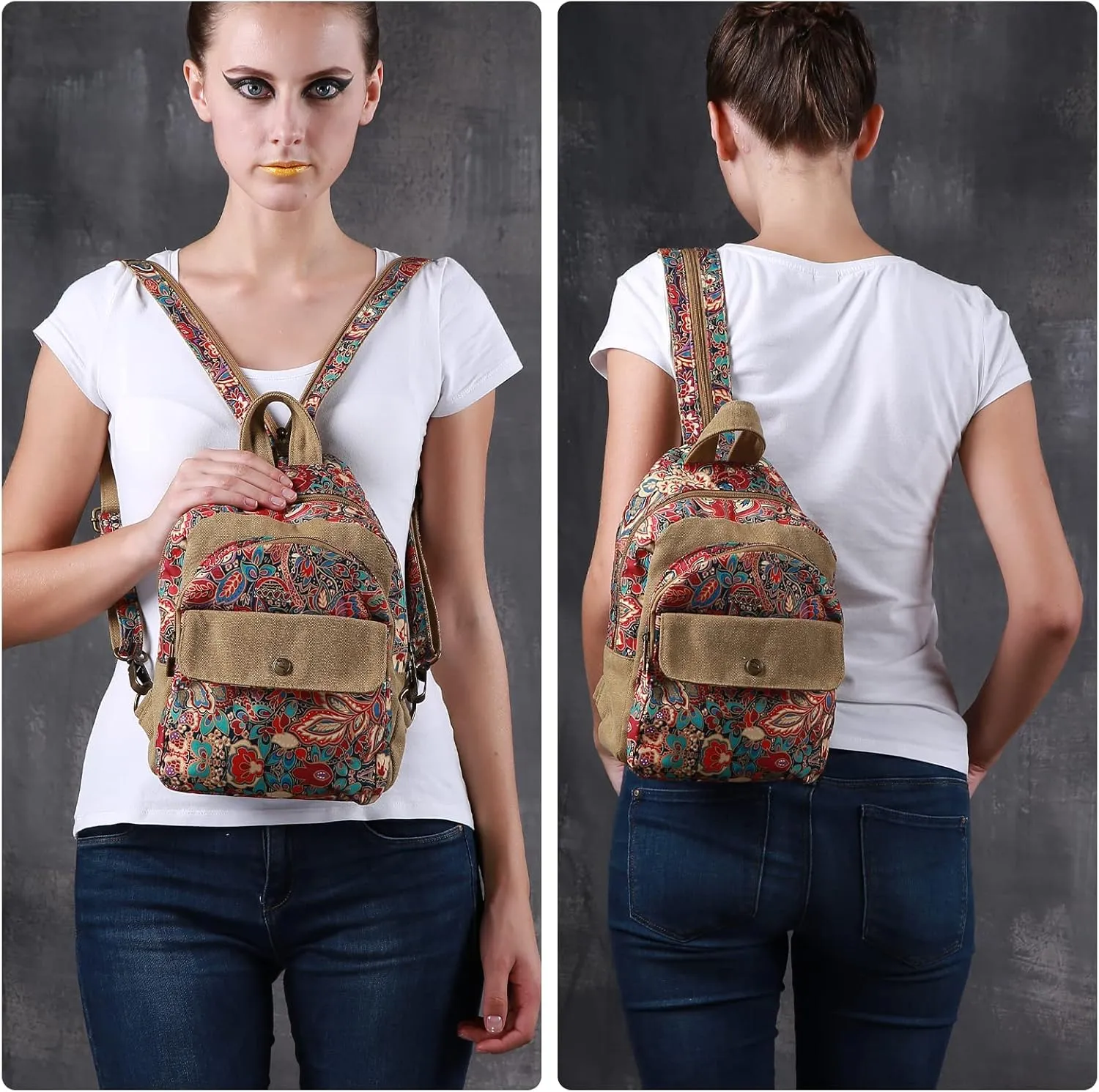 Black Butterfly Premium Backpack for Women, Crossbody Sling Backpack Sling Bag, Travel Hiking Chest Bag Daypack (Dark Grey)