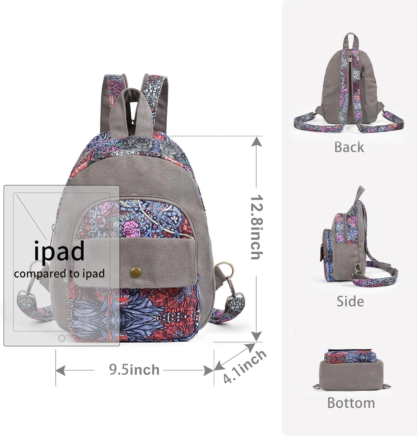 Black Butterfly Premium Backpack for Women, Crossbody Sling Backpack Sling Bag, Travel Hiking Chest Bag Daypack (Dark Grey)