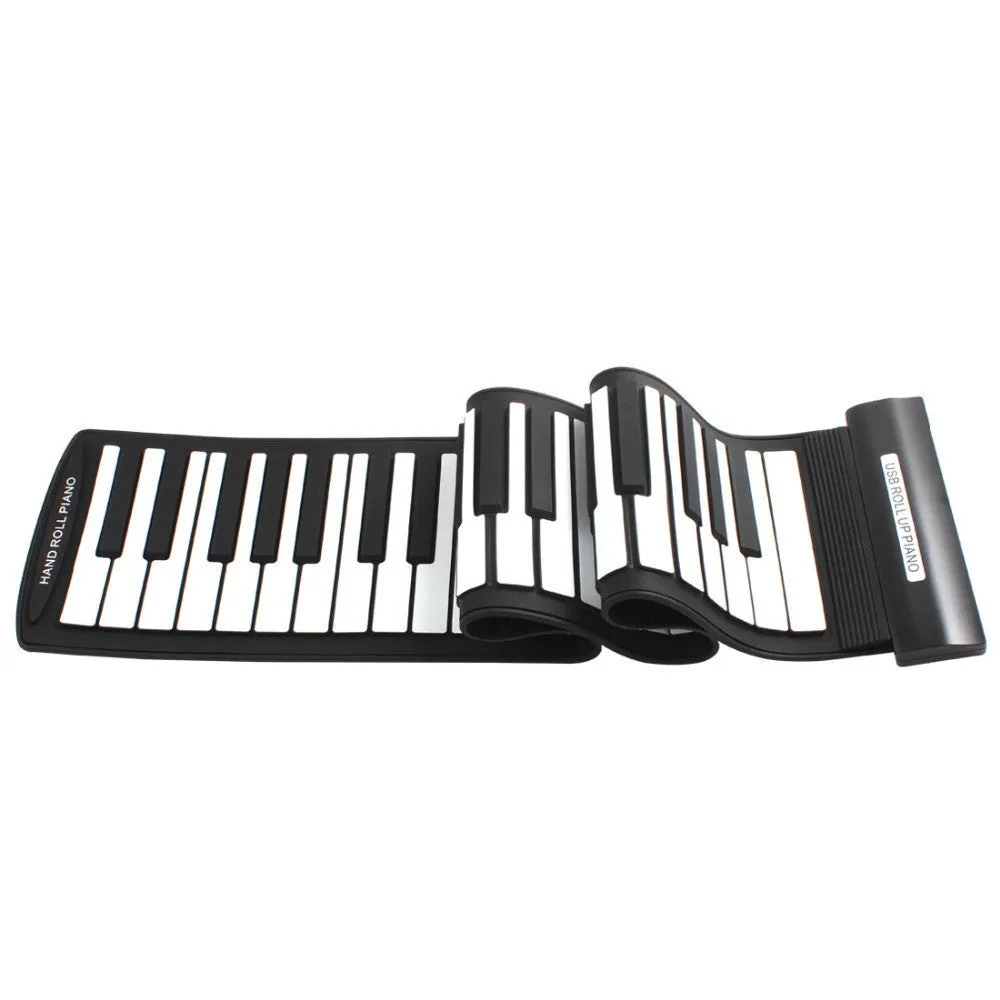 Black White Flexible 61Keys Professional MIDI Keyboard Electronic Roll Up Piano for Children