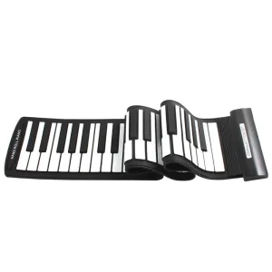 Black White Flexible 61Keys Professional MIDI Keyboard Electronic Roll Up Piano for Children